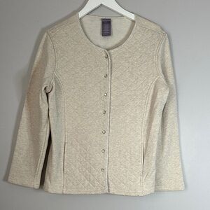 Laura Scott Cream Quilted Button-Up Cardigan size M
